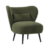 NNEED Lounge Chair with Lumbar Pillow Wingback Velvet Green