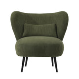 NNEED Lounge Chair with Lumbar Pillow Wingback Velvet Green