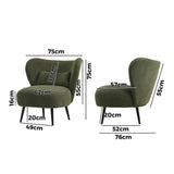 NNEED Lounge Chair with Lumbar Pillow Wingback Velvet Green