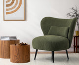 NNEED Lounge Chair with Lumbar Pillow Wingback Velvet Green