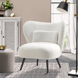 NNEED Lounge Chair with Lumbar Pillow Wingback Boucle White
