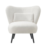 NNEED Lounge Chair with Lumbar Pillow Wingback Boucle White