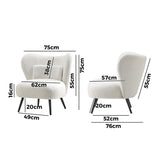 NNEED Lounge Chair with Lumbar Pillow Wingback Boucle White