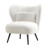 NNEED Lounge Chair with Lumbar Pillow Wingback Boucle White