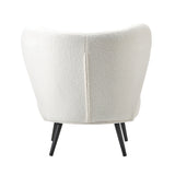 NNEED Lounge Chair with Lumbar Pillow Wingback Boucle White