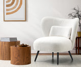 NNEED Lounge Chair with Lumbar Pillow Wingback Boucle White