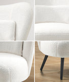 NNEED Lounge Chair with Lumbar Pillow Wingback Boucle White