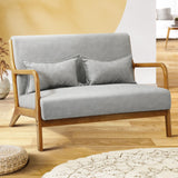 NNEED Armchair 2 Seater Sofa Fabric Grey Pillows