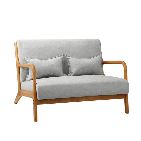 NNEED Armchair 2 Seater Sofa Fabric Grey Pillows