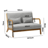 NNEED Armchair 2 Seater Sofa Fabric Grey Pillows