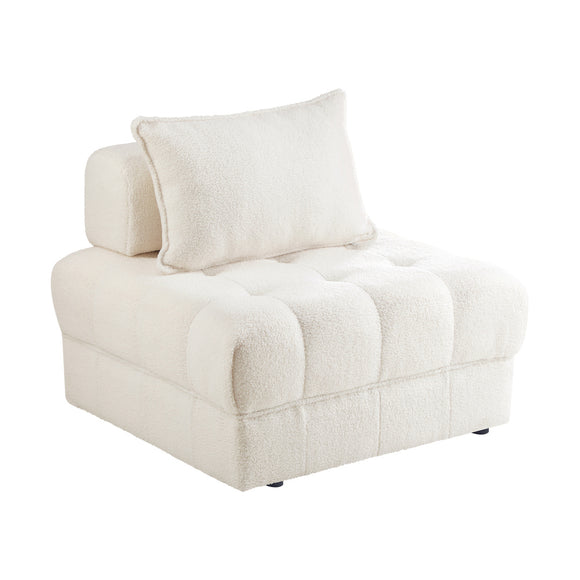 NNEED 1 Seater Boucle Modular Sofa Lounge Chair Armless White