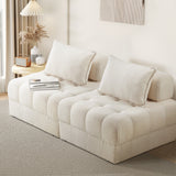 NNEED 2 Seater Boucle Modular Sofa Lounge Chair Armless White