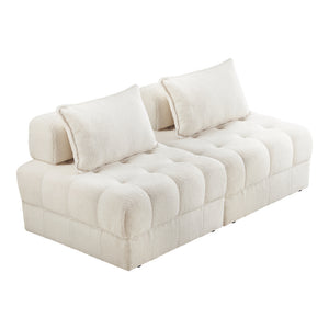 NNEED 2 Seater Boucle Modular Sofa Lounge Chair Armless White