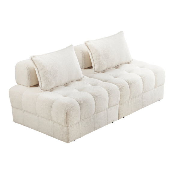 NNEED 2 Seater Boucle Modular Sofa Lounge Chair Armless White