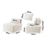 NNEED 2 Seater Boucle Modular Sofa Lounge Chair Armless White
