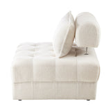 NNEED 2 Seater Boucle Modular Sofa Lounge Chair Armless White