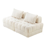 NNEED 2 Seater Boucle Modular Sofa Lounge Chair Armless White