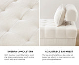 NNEED 3 Seater Boucle Modular Sofa Lounge Chair Armless White