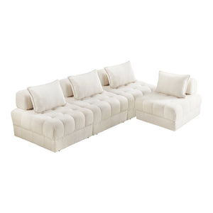NNEED 4 Seater Boucle Modular Sofa Lounge Chair Armless White