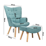 NNEED Armchair with Footstool Fabric Blue