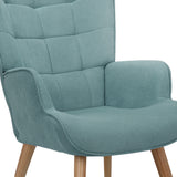 NNEED Armchair with Footstool Fabric Blue