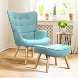NNEED Armchair with Footstool Fabric Blue