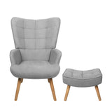 NNEED Armchair with Footstool Fabric Grey