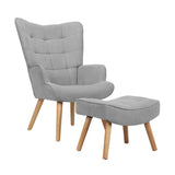 NNEED Armchair with Footstool Fabric Grey
