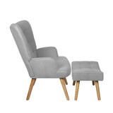 NNEED Armchair with Footstool Fabric Grey