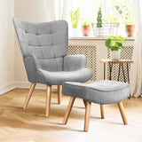 NNEED Armchair with Footstool Fabric Grey