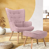 NNEED Armchair Set Ottoman Fabric Sofa Chairs Pink