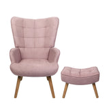 NNEED Armchair Set Ottoman Fabric Sofa Chairs Pink