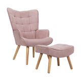 NNEED Armchair Set Ottoman Fabric Sofa Chairs Pink