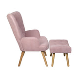 NNEED Armchair Set Ottoman Fabric Sofa Chairs Pink