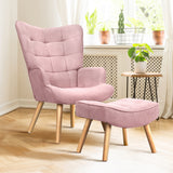 NNEED Armchair Set Ottoman Fabric Sofa Chairs Pink