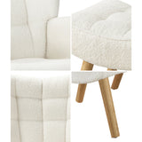 NNEED Armchair with Footstool Sherpa White
