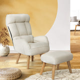 NNEED Armchair wit Stool 360° Swivel Seat Beige