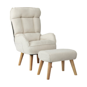 NNEED Armchair wit Stool 360° Swivel Seat Beige