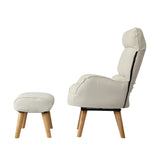 NNEED Armchair wit Stool 360° Swivel Seat Beige