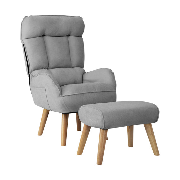 NNEED Armchair wit Stool 360° Swivel Seat Grey