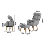 NNEED Armchair wit Stool 360° Swivel Seat Grey