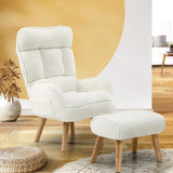 NNEED Armchair with Ottoman Swivel Sherpa White