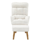 NNEED Armchair with Ottoman Swivel Sherpa White