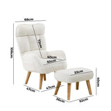 NNEED Armchair with Ottoman Swivel Sherpa White