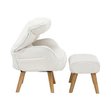 NNEED Armchair with Ottoman Swivel Sherpa White