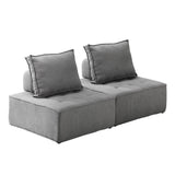 NNEED 2PCS Modular Armless Sofa Linen Grey