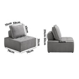 NNEED 2PCS Modular Armless Sofa Linen Grey