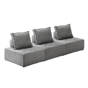 NNEED 3PCS Modular Armless Sofa Linen Grey
