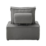 NNEED 3PCS Modular Armless Sofa Linen Grey