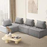 NNEED 4PCS Modular Armless Sofa Linen Grey
